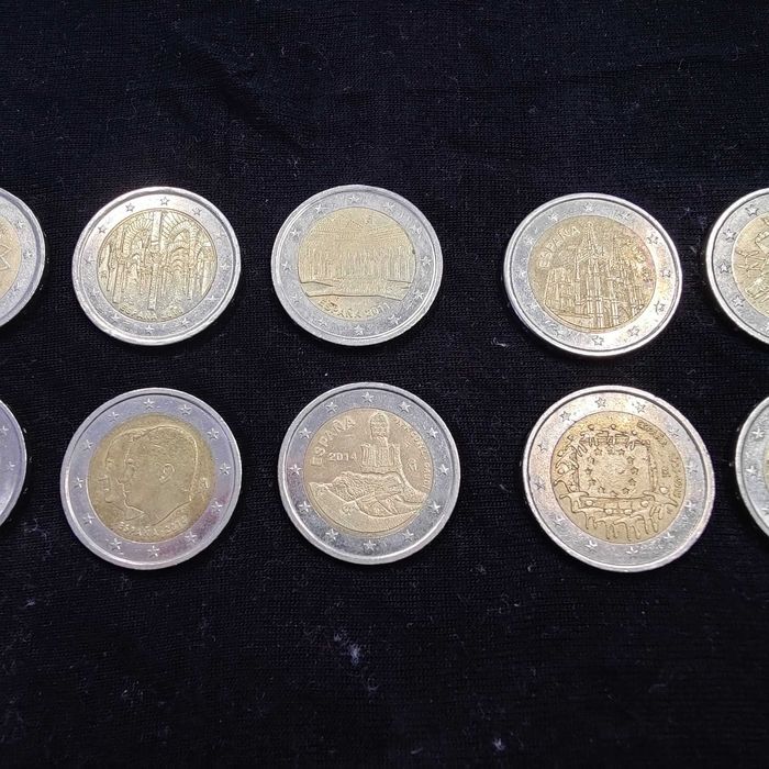Lote de 10 Moedas de 2 Euros Comemorativas de Espanha