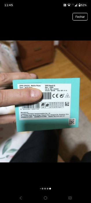 Opo Reno 6 5gb 8gb memória 128 armazenamento