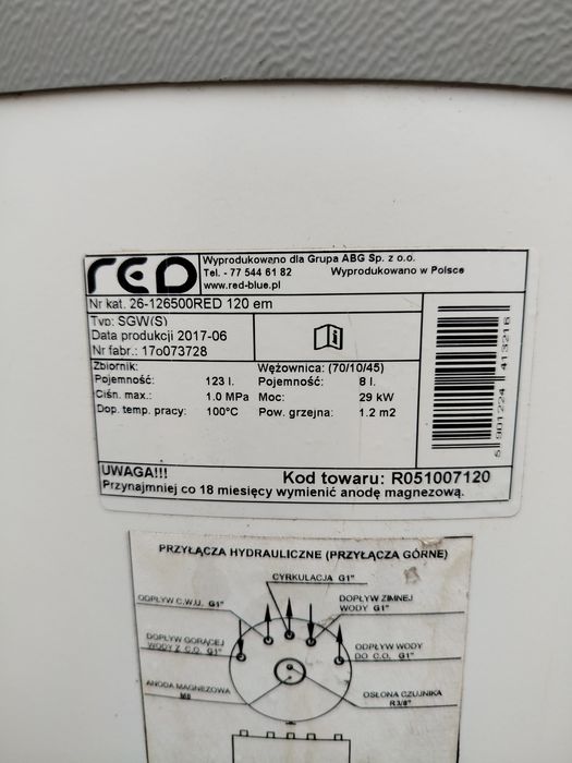 Do sprzedania zasobnik CO ciepłej wody do naprawy