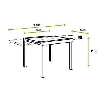 Mesa de alumínio extensivel NATERIAL LYRA Cinza