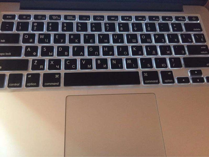 Русские буквы на клавиатуру Макбук Air/Pro 12, 13, 15, 16 (накладка)