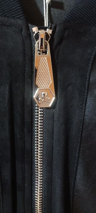 Kurtka z Eko Skóry Czarna Slim Fit Roz.M