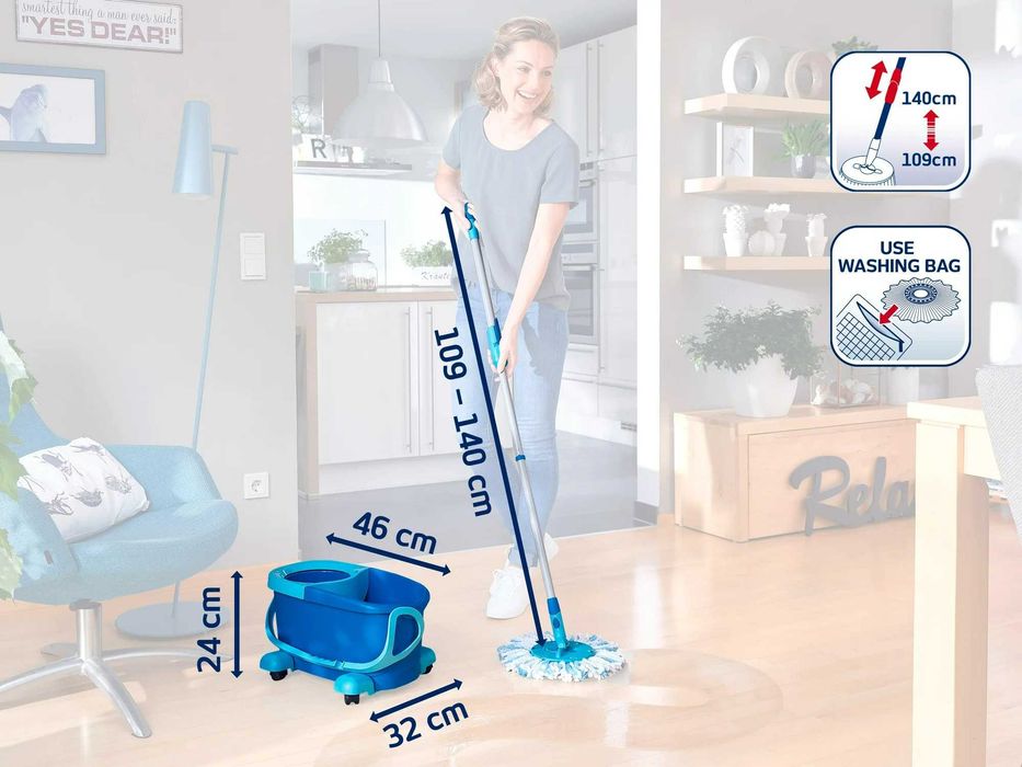Набір для прибирання Leifheit CLEAN TWIST Mobile Disc Mop Ergo Set 52102 з відром 6 л