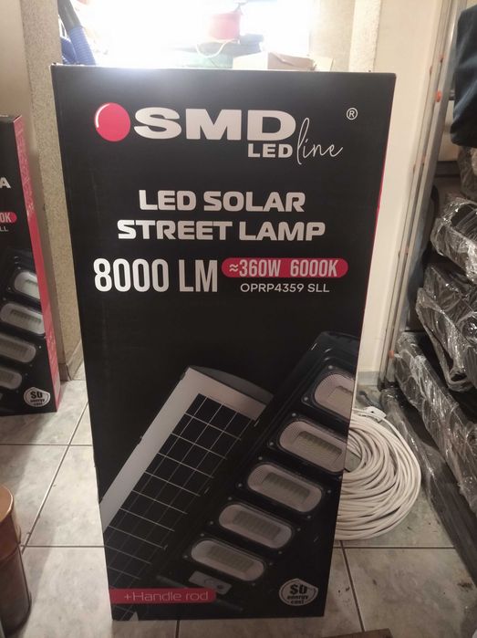 SMD LED Lampa Solarna 8000LM 360W 6000K + Uchwyt