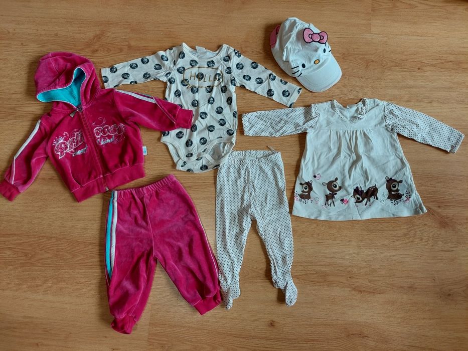 rozm. 68 paka dziewczynka dres bejsbolówka Hello Kitty piżamkazestaw