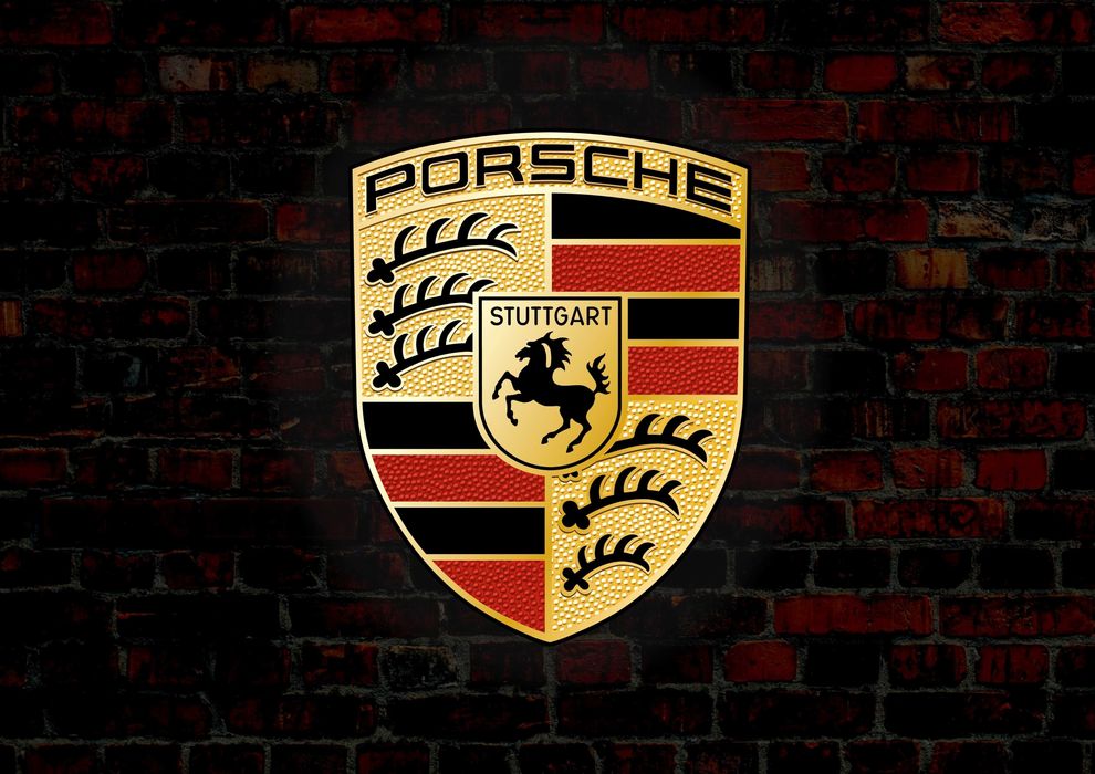Podświetlane logo PORSCHE, Reklama świetlna, Plafon, Szyld, Prezent