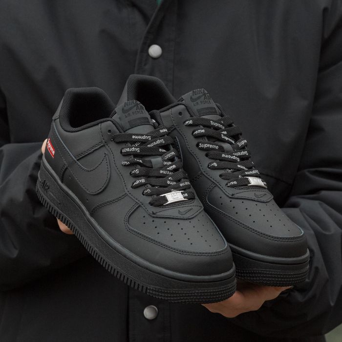 靴 Supreme Nike Air Force 1 Low Black ФАВОРИТ! Nike Air Force 1 x Supreme Black 36 - 45 аір форси супрім
