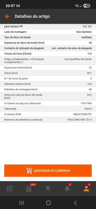 Discos e Pastilhas NOVOS Audi A5