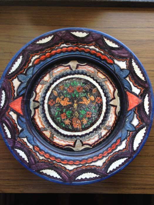 Prato Madeira Pintado à Mão (Azul) - Victor Ramos