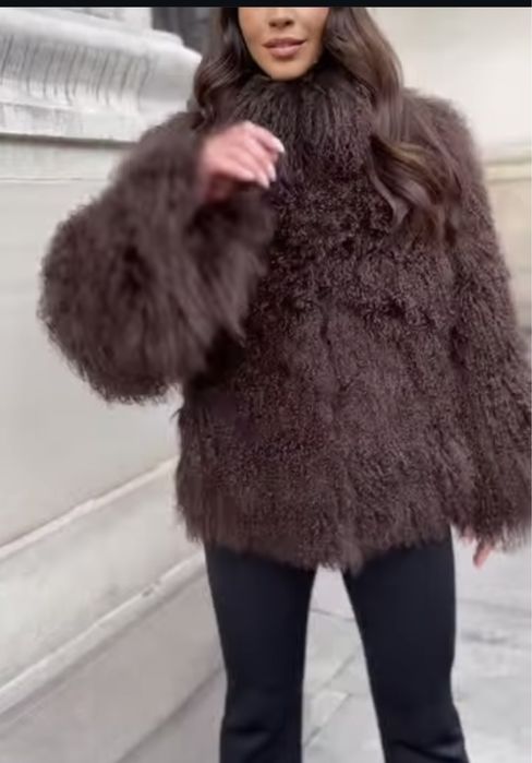 Kontantto kurtka futro czekoladowa lama naturalna xs-6xl