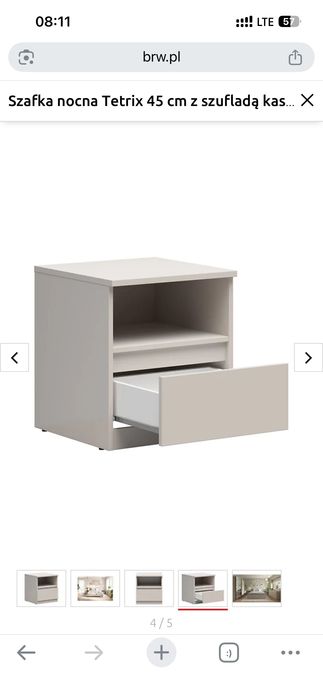 Szafka nocna Tetrix 45 cm z szufladą kaszmir BRW