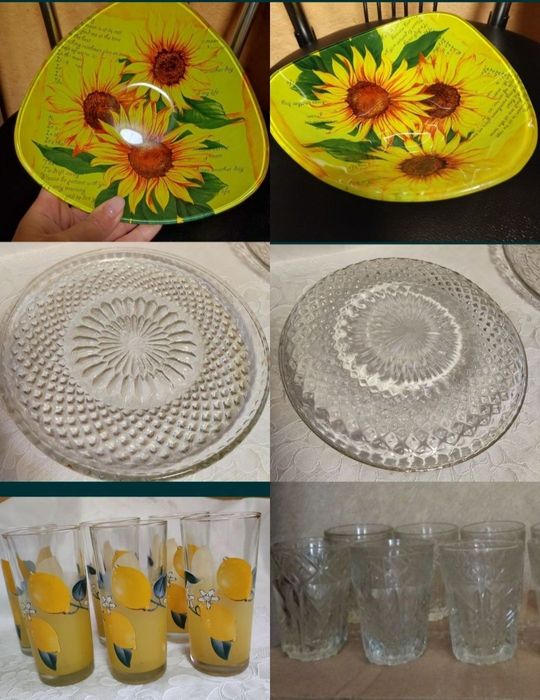 Тарелки, вазы, ложки,вилки,стаканы,рюмки ,блюдо,,салатница,  графин