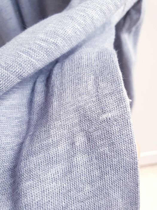 Niebieska lniana bluzka wiązana 100% len 42 44 oversize pudełkowa