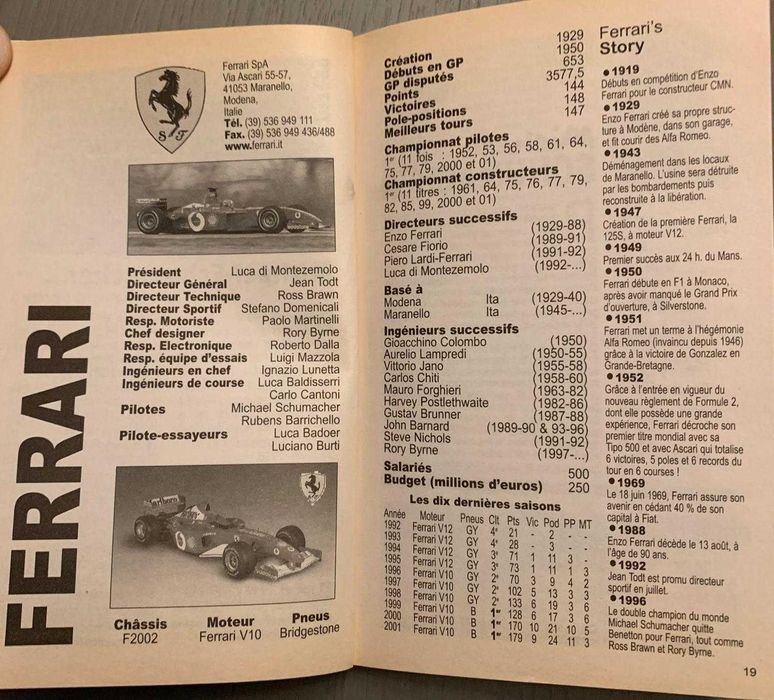 Livro Une Saison de Formule 1 – 2002 – Sports Story