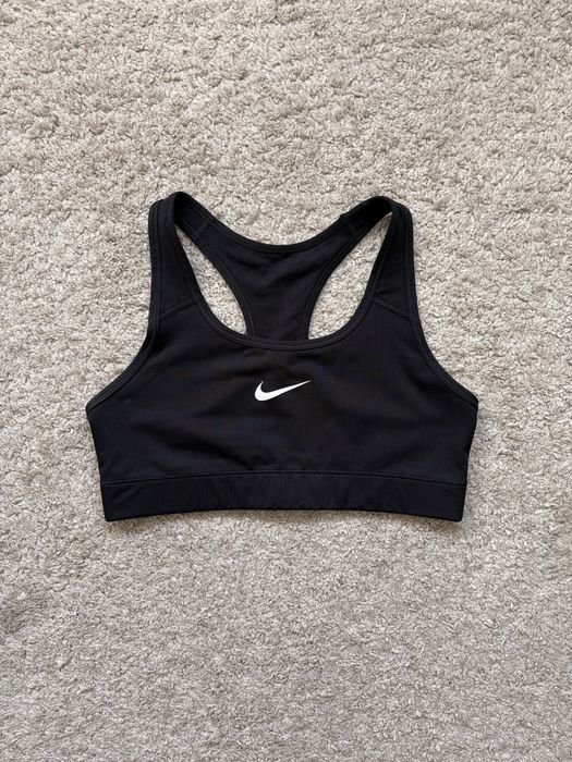 Czarny stanik sportowy Nike XS S top sportowy swoosh na siłownię fitness trening