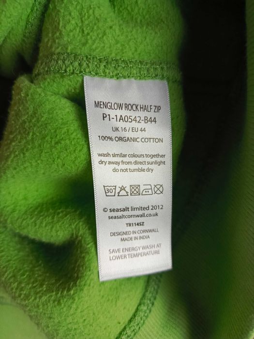 Seasalt Cornwall bluza half zip zielona green organic oversize 44