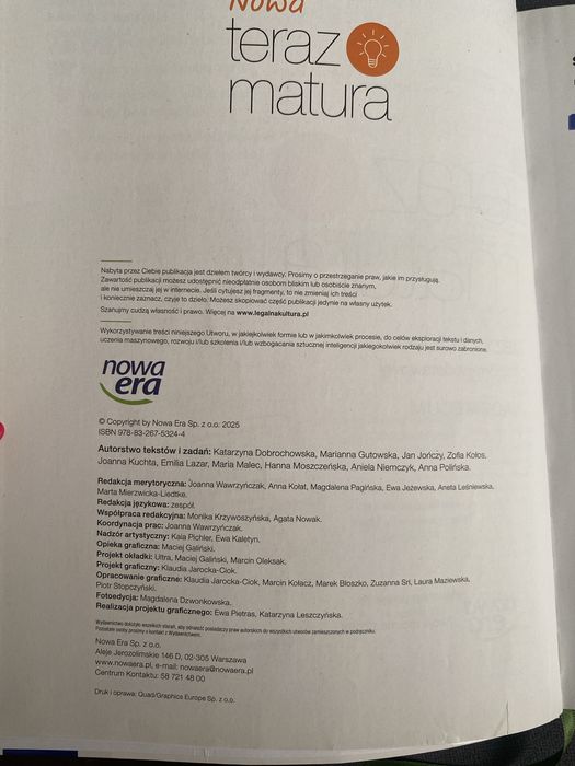 Nowa teraz matura Nowa Era j. polski  vademecum