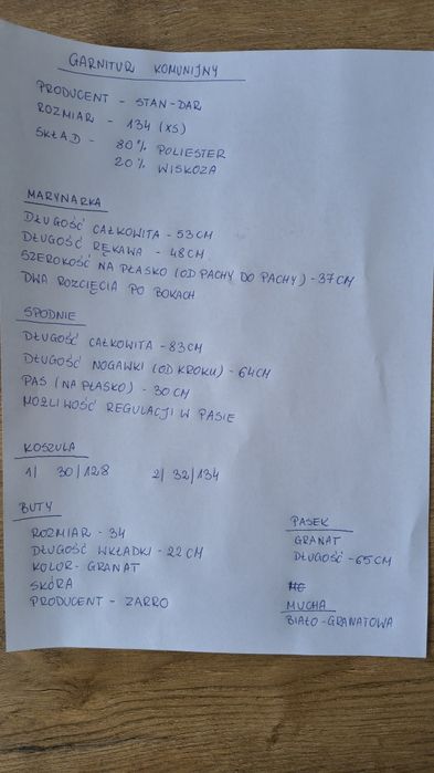 Garnitur komunijny