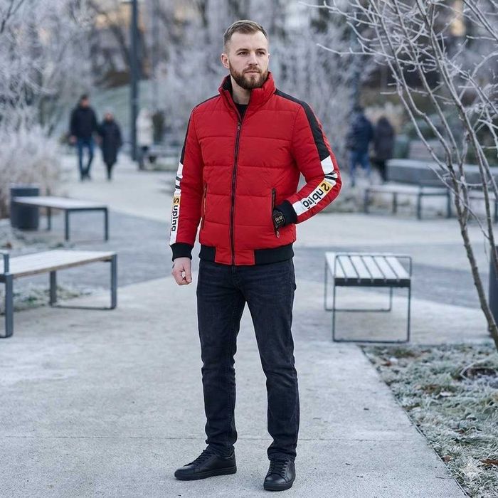 Kurtka Męska zimowa ocieplana pikowana czerwona Suping XL