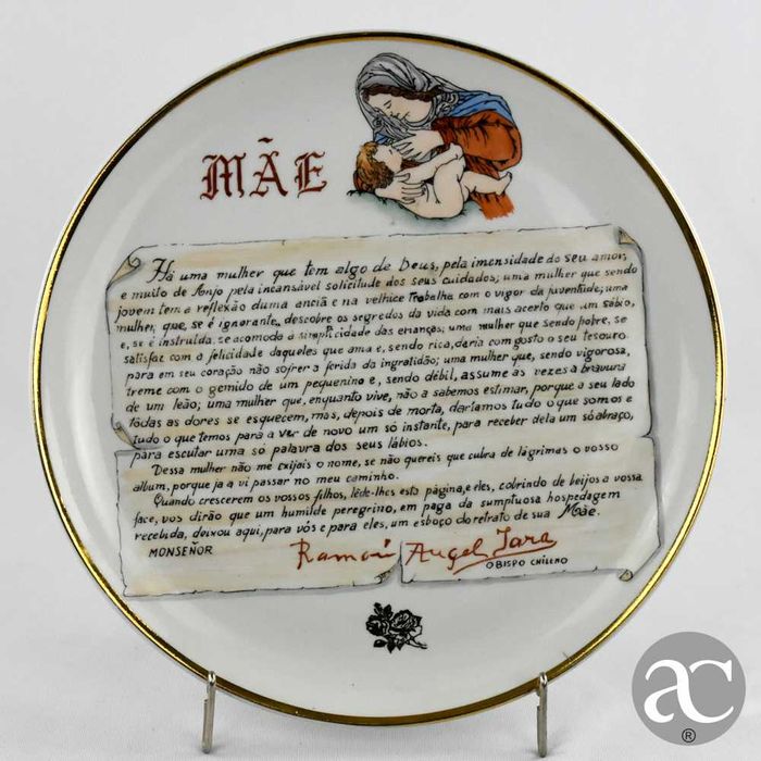 Prato em porcelana Artibus dedicado à MÃE, Nº 3