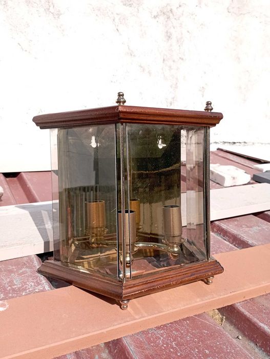 Wood and Brass Wall Lamp