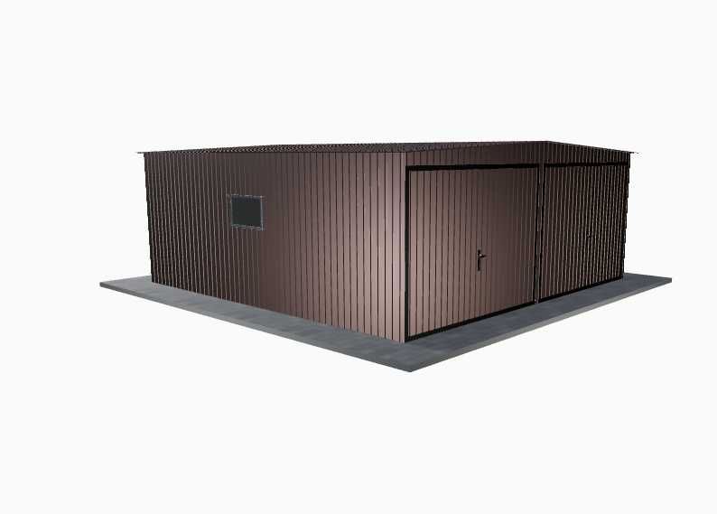 Garaż blaszany 6x6 Brązowy połysk (RAL8017) - podwyższany