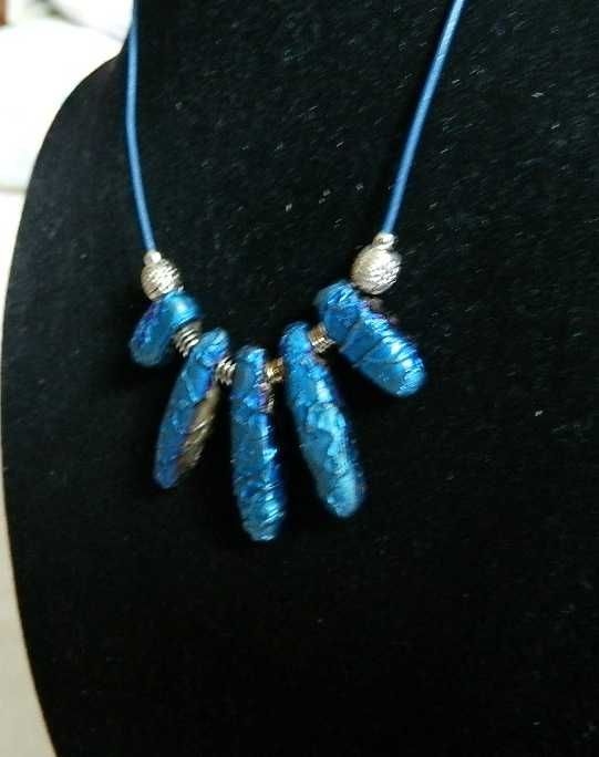 Niebieski kwarc aura, oryginalny naszyjnik