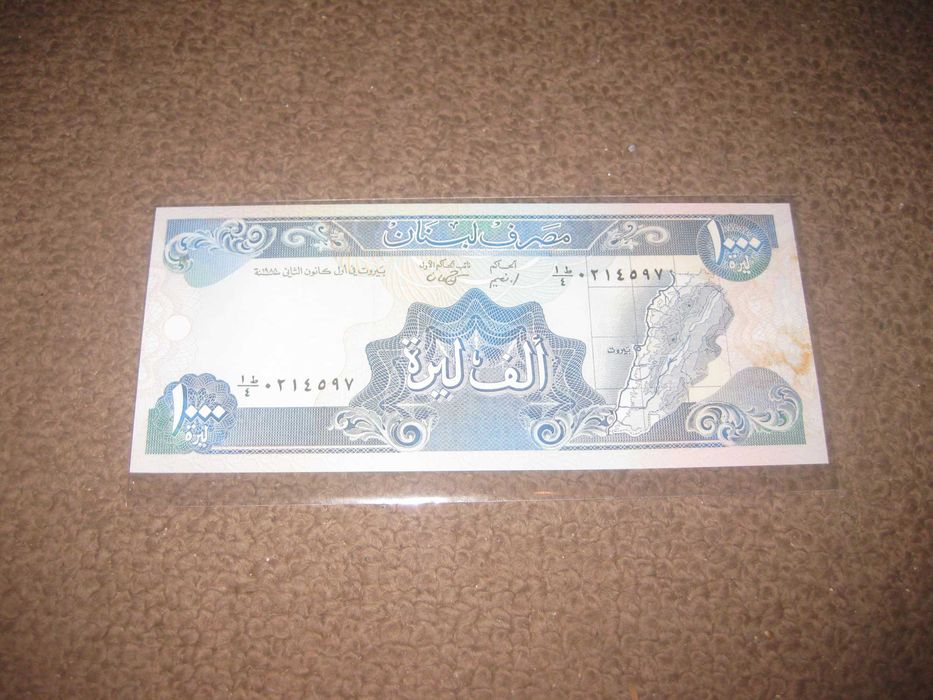 Nota do Líbano "1000 Livres" UNC