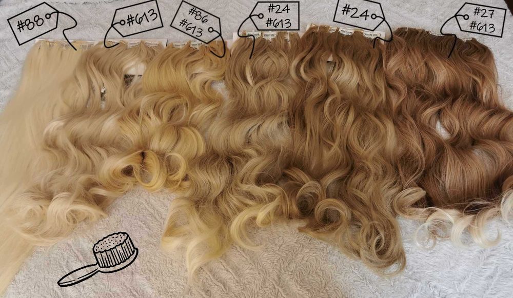 Doczepiane włosy clip in 65 cm pasma blond