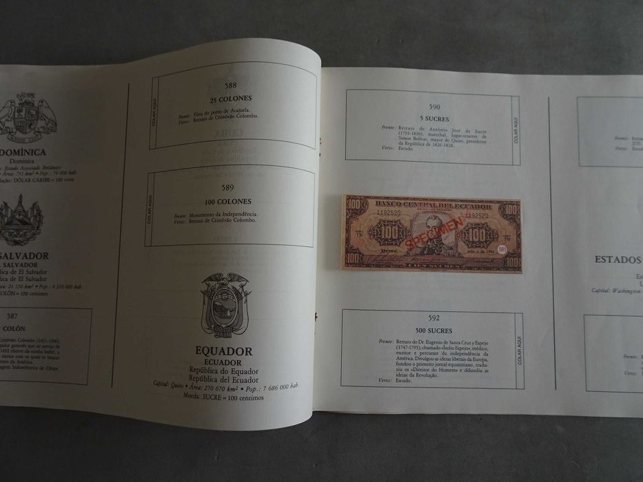 Caderneta de cromos Notas de todo o mundo América e Oceânia (Tem 31)