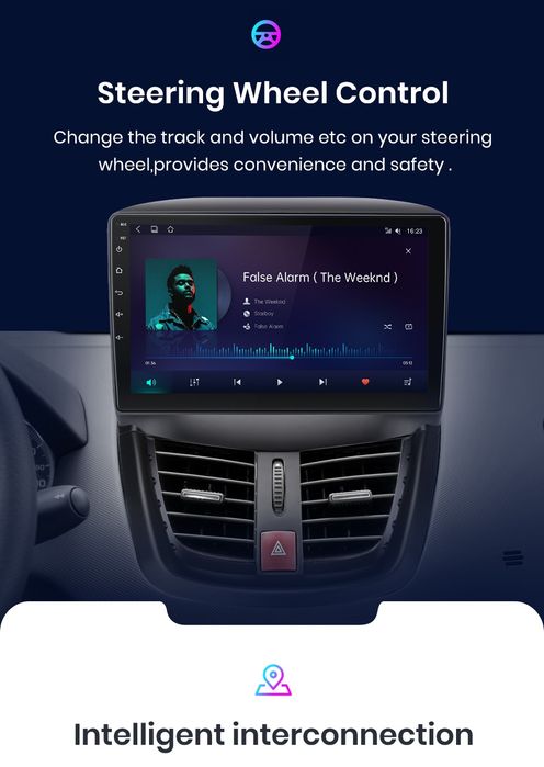 Rádio 9" android Peugeot 206+ e 207 de 2006 a 2015 CARPLAY GPS Novo