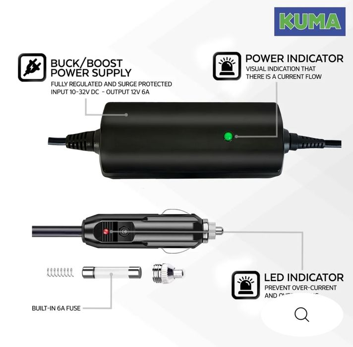 Adaptador isqueiro 12V para carro (DC-DC) regulado 6A 72W