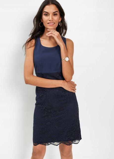 B.P.C granatowa sukienka z koronką r.38