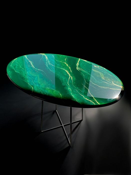 Zielony Stolik z Żywicy Epoksydowej - Glamour dla Twojego Wnętrza!