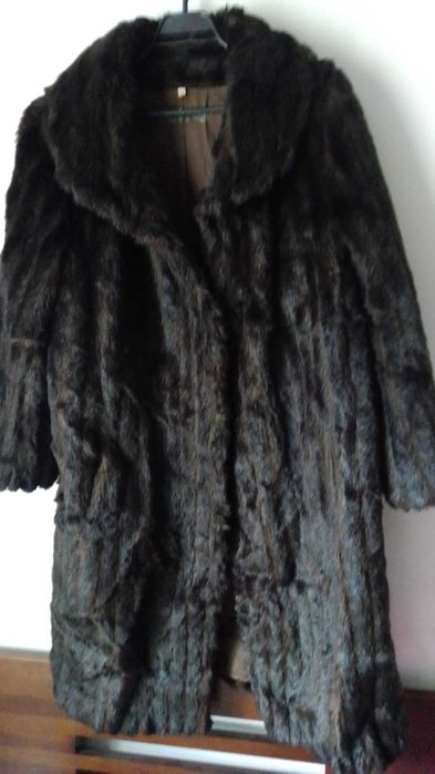 Futro 44/46  czarno -brązowe