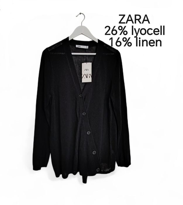 ZARA świetny nowy kardigan XL 26% lyocell 16% len