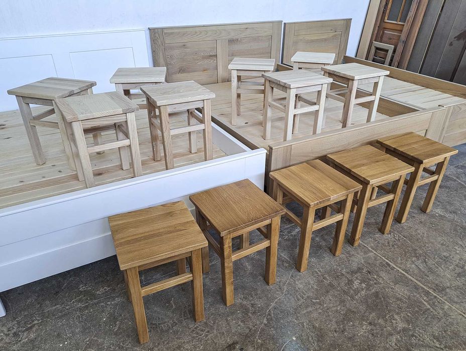 Łóżko drewniane dębowe jesionowe masywne lite drewno taborety stołki