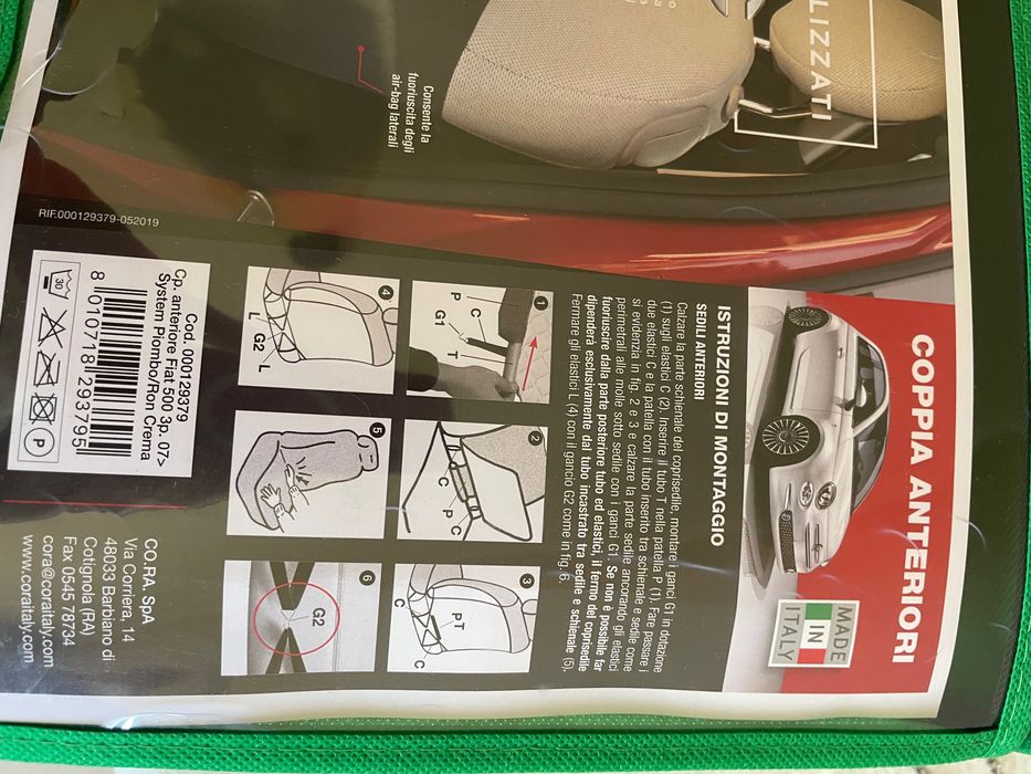 Conjunto de 2 Capas de assento de carro Fiat 500