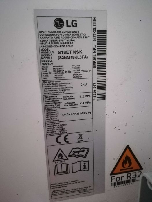 Ar Condicionado LG 18000BTUs - COMO NOVO