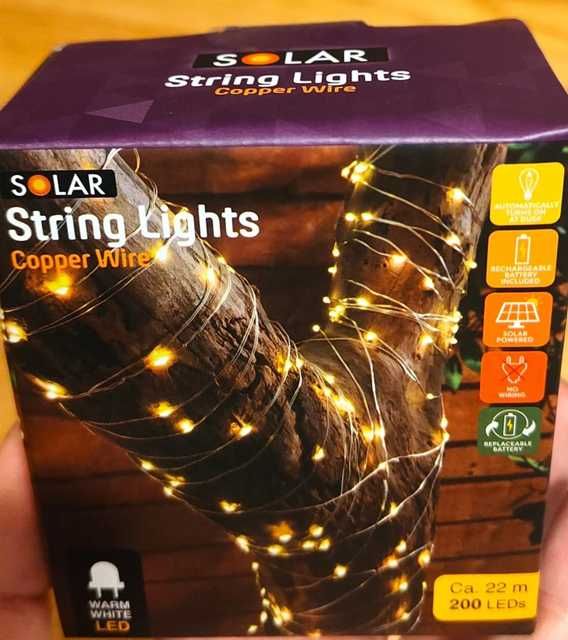 Girlanda solarna miedziana 22 metry 200 lampek LED – ogród / taras