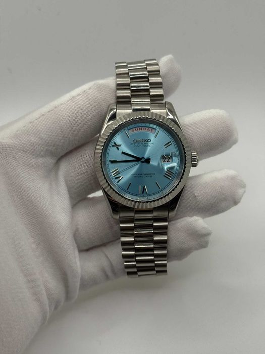 Zegarek Seiko Mod DayDate Roman Baby Blue President