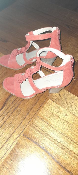 Sandálias Sra camurça cor de laranja