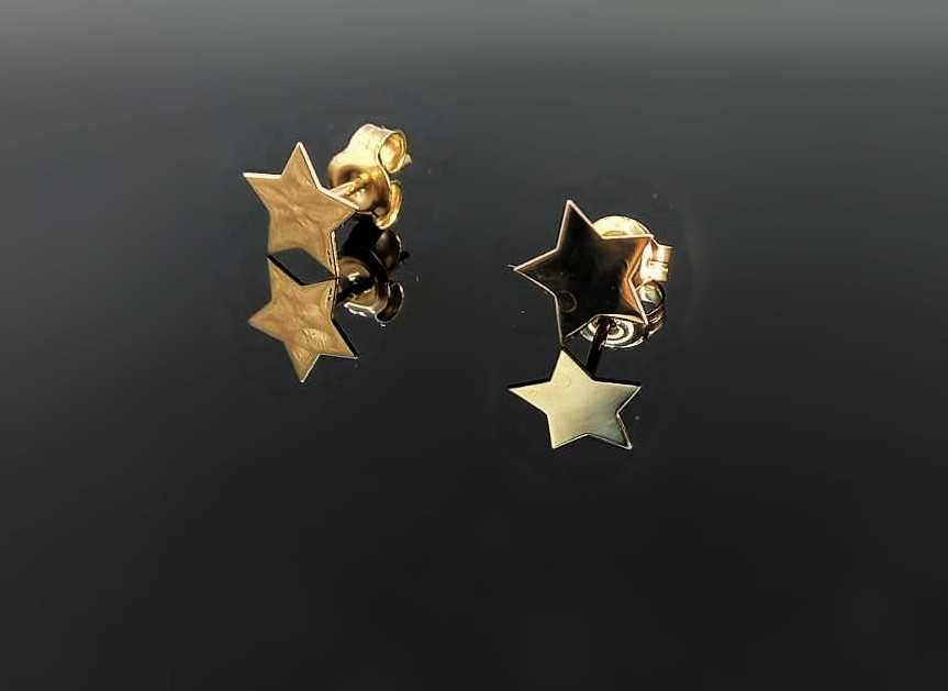 Złote kolczyki gwiazdki 585 - nowe