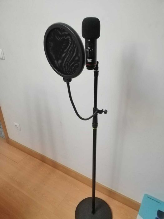 Kit de Produção Musical- Microfone, Pops, Suporte e Placa de Som