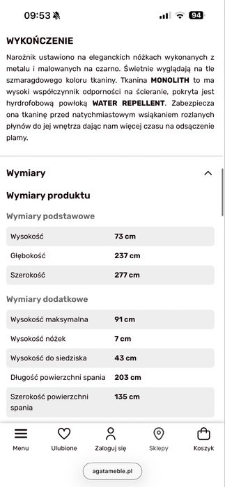 MAROLA Narożnik, rozkładany