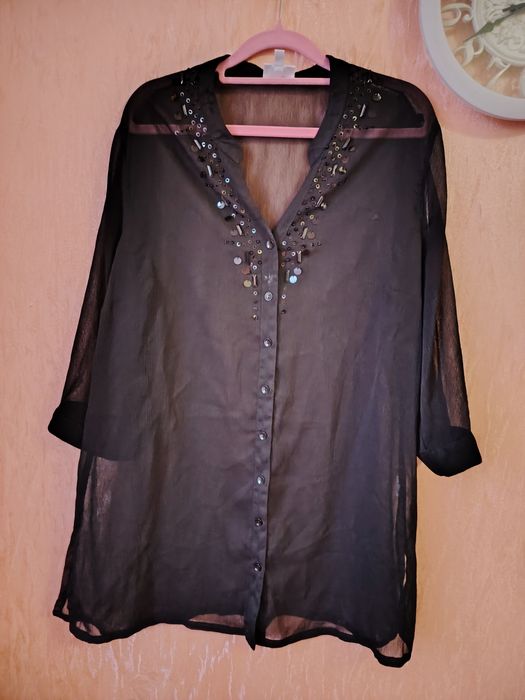 Рубашка туника на пуговицах шифоновая XL можнотна пляж