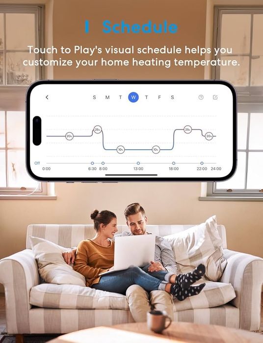 Розумний термостат для радіатора Meross, сумісний з HomeKit, Wi-Fi термостат для опалення, сумісний з Siri, Alexa та Google Assistant,