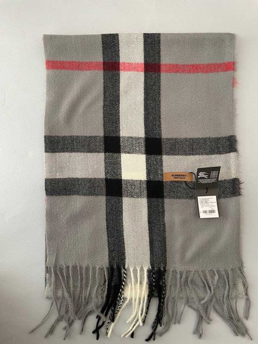 Шарф Burberry в клітинку сірий