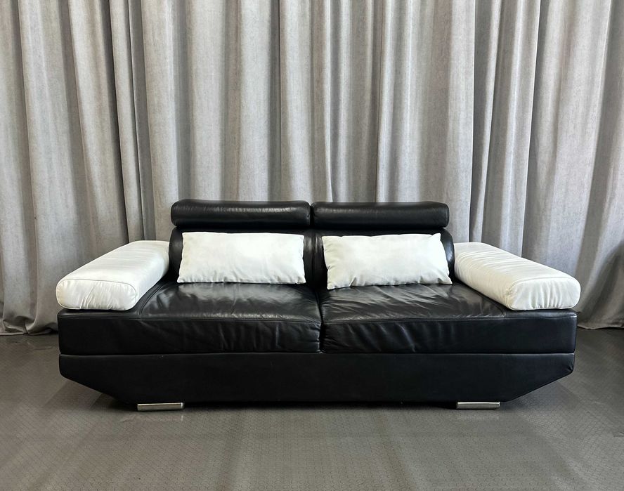 Шкіряний диван-трійка у чорно-білому кольорі/шкіряні дивани/меблі