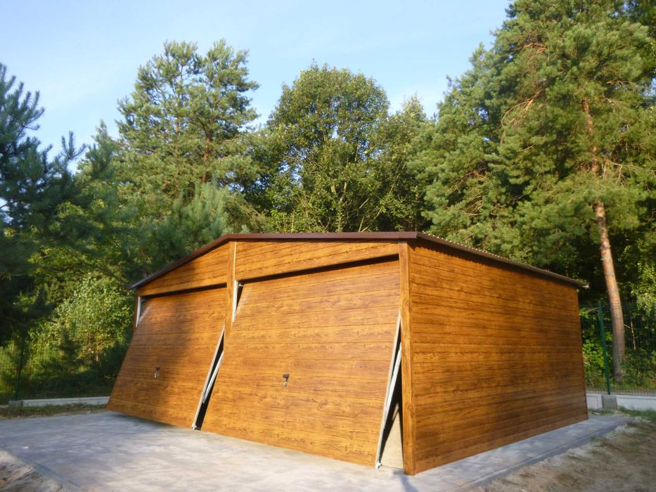 Garaż blaszany ZŁOTY DĄB ORZECH Garaż Blaszak DREWNOPODOBNY Garaż 6x5 6x6 Wrocław PRODUCENT garaże blaszane